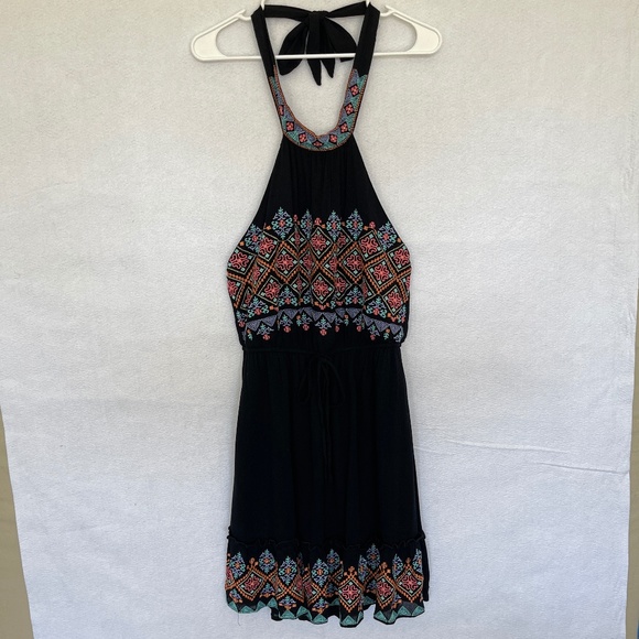 Savanna Jane Floral Embroidered Mini Dress Halter High Neck Open Back - Picture 1 of 14